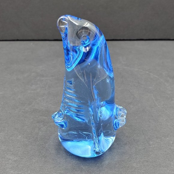 Blue Glass Penguin Paperweight Statue Figurine - Picture 7 of 8